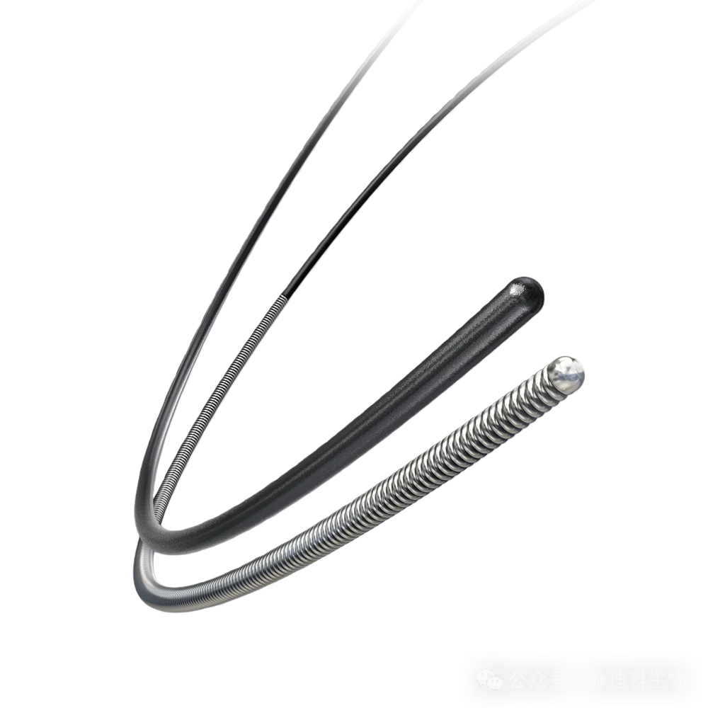 美涂™ 系列亲水涂层在金属基材器械上的应用实物：导丝与器械表面涂层对比